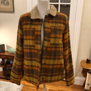 TOAD & CO Burntside plaid trucker jacket. Size S
